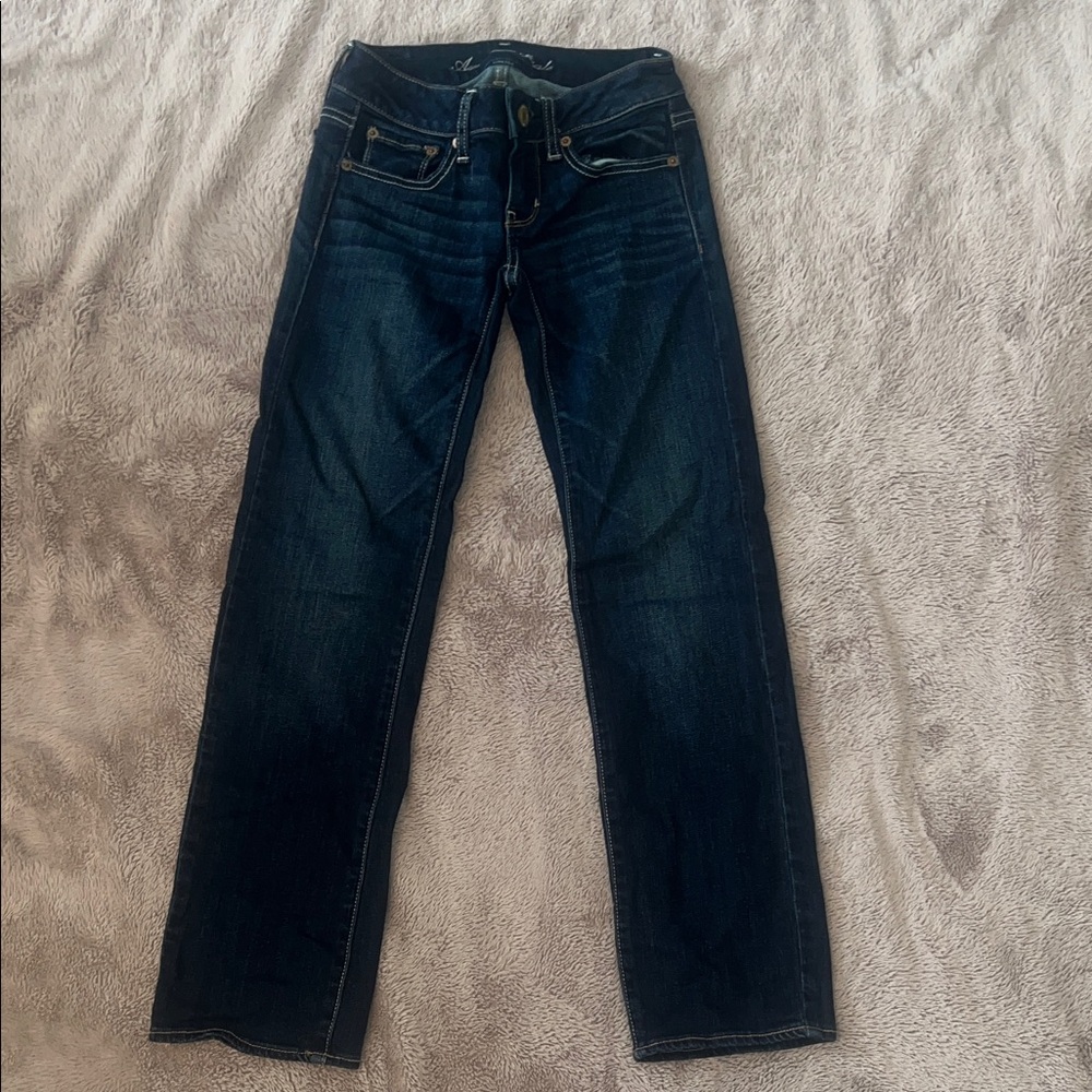 American Eagle Outfitters Dark Blue Straight Leg Jeans